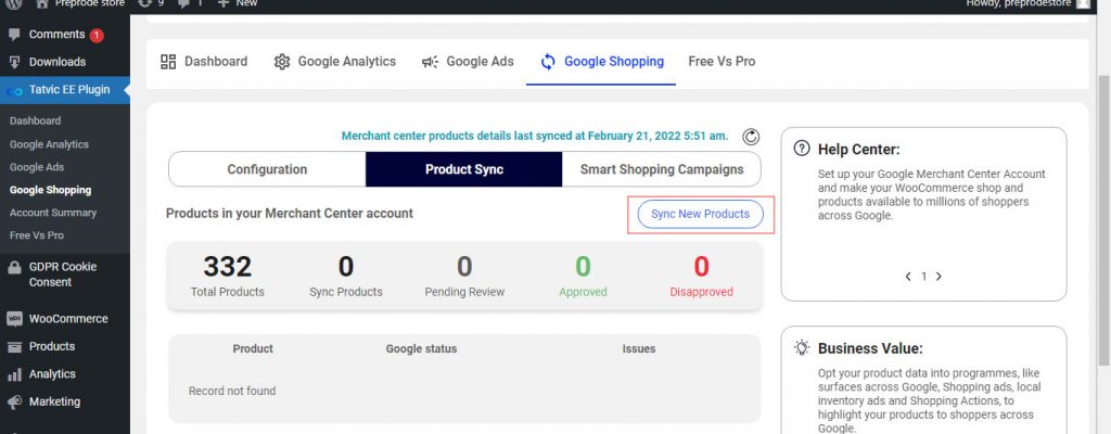 WooCommere store syncing