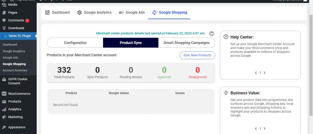 add data to google merchant account