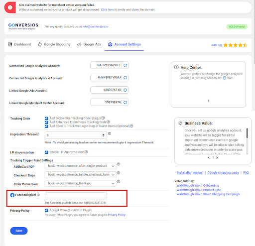 How to add Facebook Pixel ID in Coversios